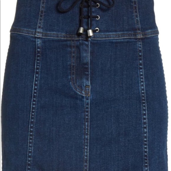 ✨HP✨FREE PEOPLE Modern Femme Corset Denim Jean Skirt - Picture 5 of 10